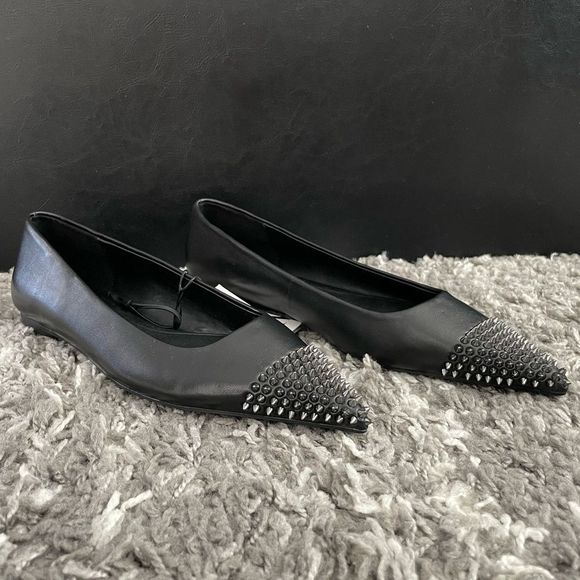 NWT Zara Studded Leather Ballet Flats - Picture 5 of 12
